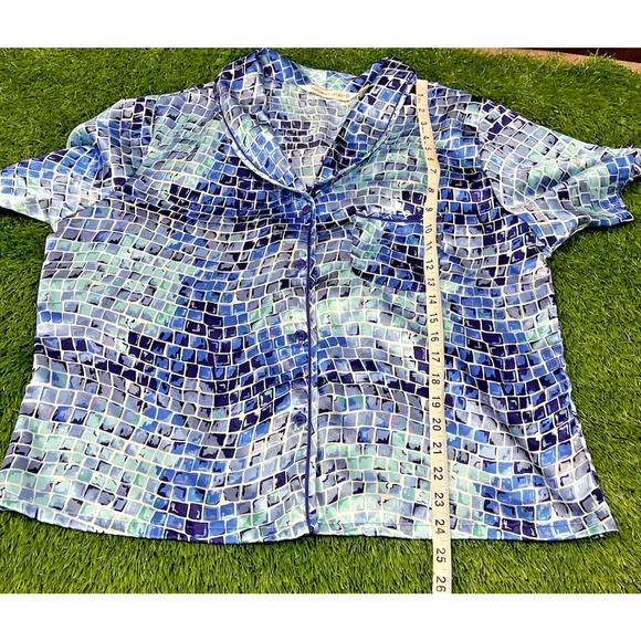 Victoria's Secret Pink Heart Label Blue 90's Mosaic Pajama Short Set SZ Large - Picture 3 of 11